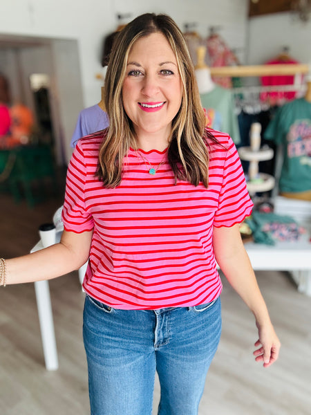 Pink Scalloped Shirt