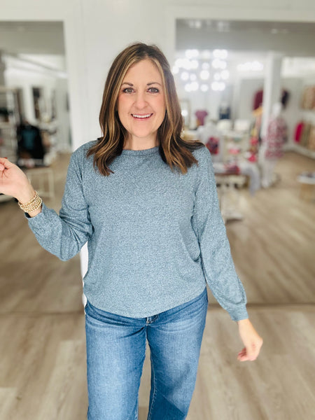 Soft Melange Basic Tee in Teal