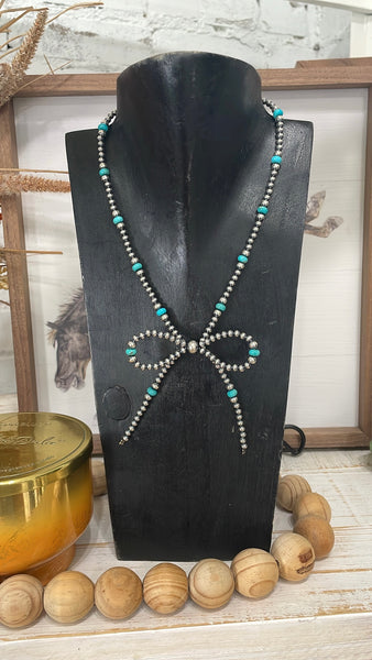 Ws Turquoise Navajo Pearl Bow Necklace