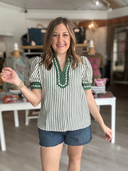 Green Stripe Top