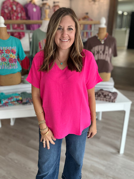 Abby Top in Hot Pink