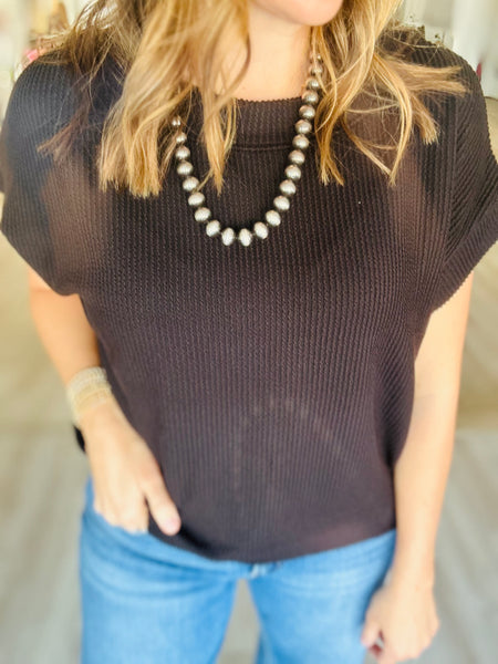 Ribbed Basic Top Black