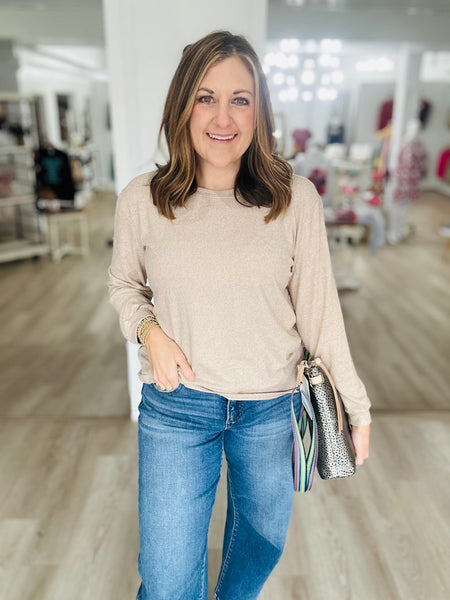 Soft Melange Basic Tee in Beige