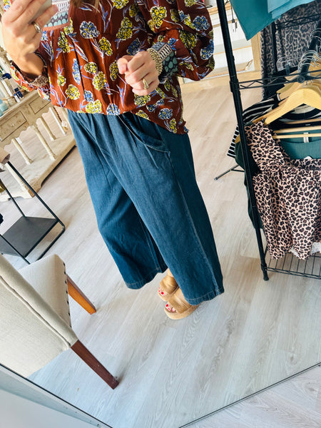 Scalloped Denim Pant