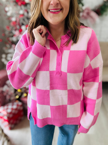 Checkered Pink Sweater