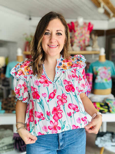 Floral + Stripe Blouse
