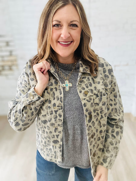 Leopard Denim Jacket