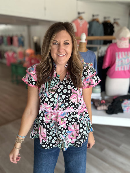 Floral Ric Rac Top