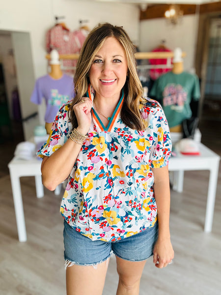 Blue Floral Top
