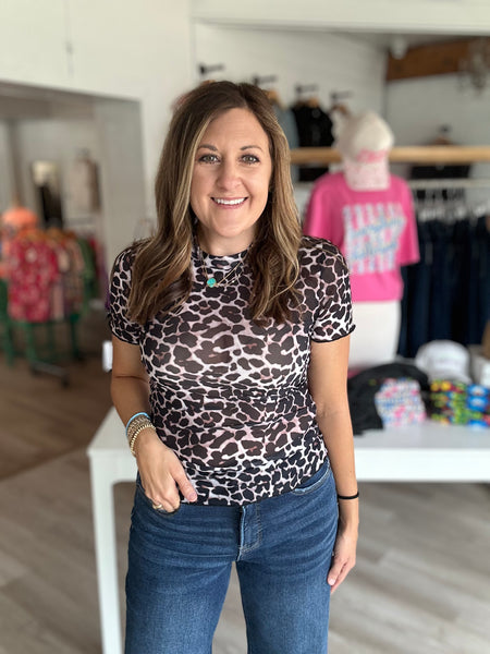 Leopard Mesh Top