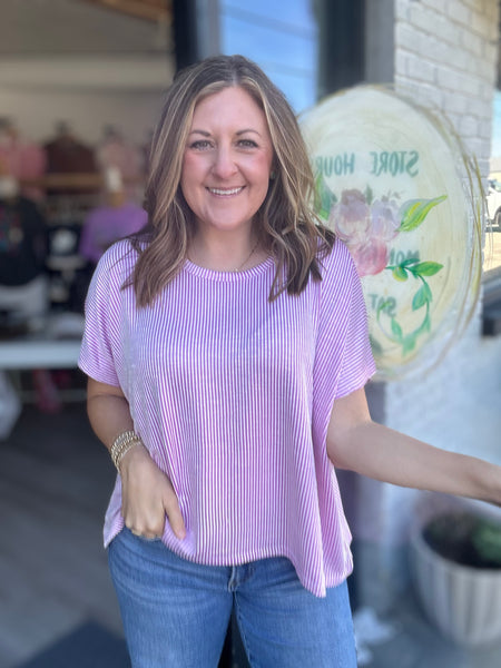 Oversized Ribbed Top Mauve