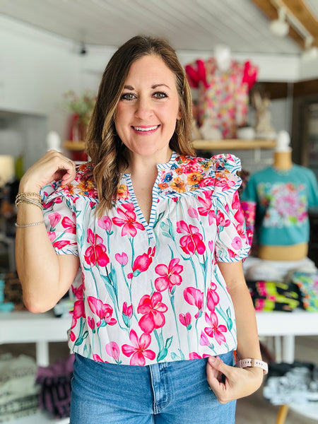 Floral + Stripe Blouse