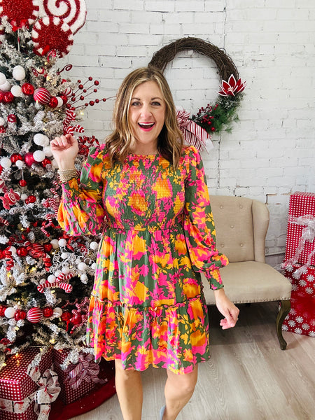 Green/Pink Floral Dress
