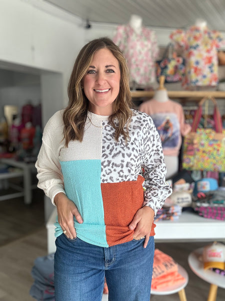 Leopard Patchwork Top