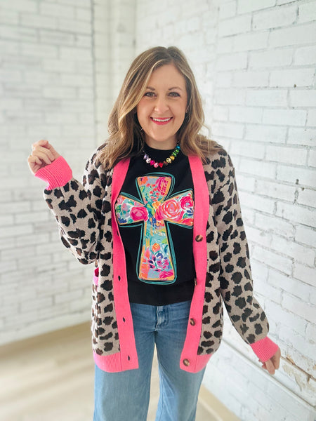 Leopard Pink Cardigan