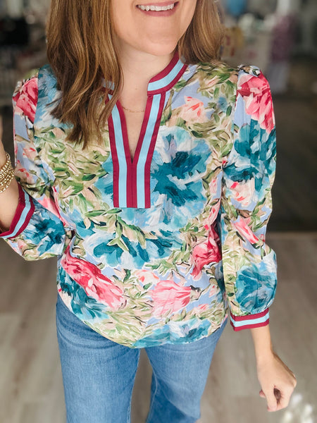 Sky Blue Floral Top