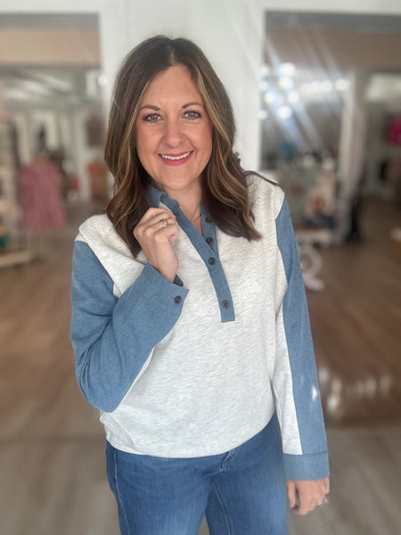 Denim Patch Top