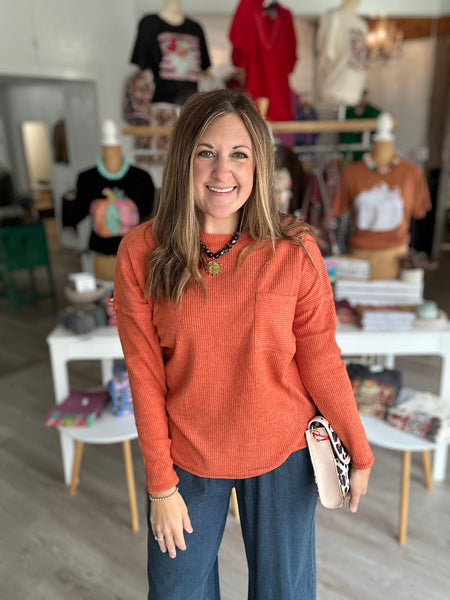 Ribbed Longsleeve in Rust