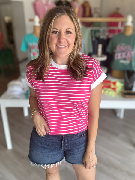 Stripe Top Fuschia