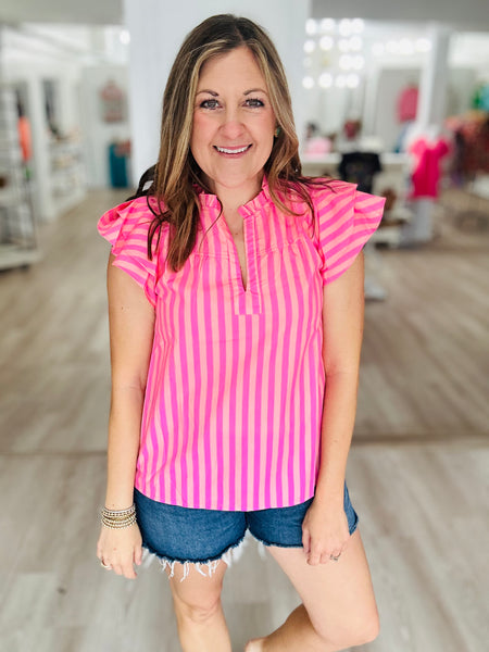 Pink Stripe Summer Blouse