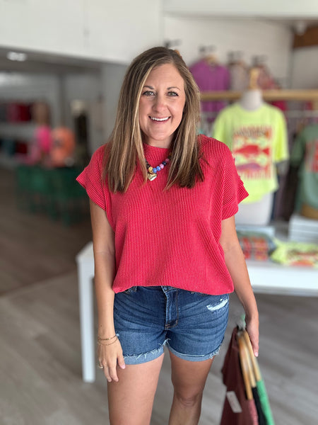 Ribbed Basic Top Ruby