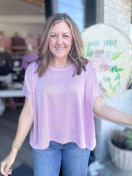 Oversized Ribbed Top Mauve
