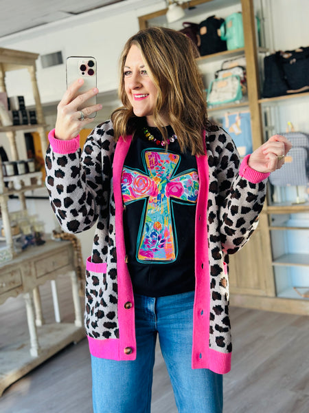 Leopard Pink Cardigan