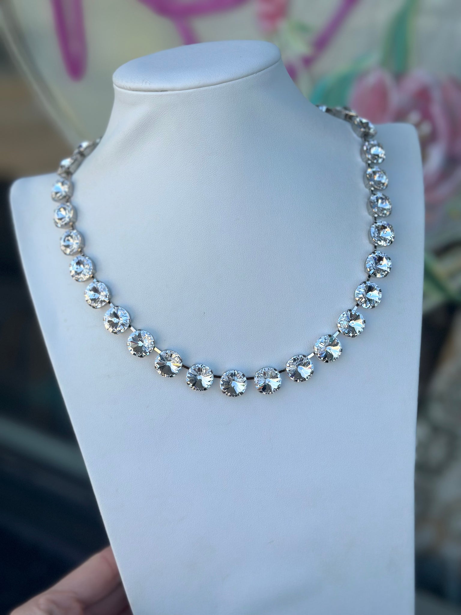 Sofia Necklace in Antique Silver Clear