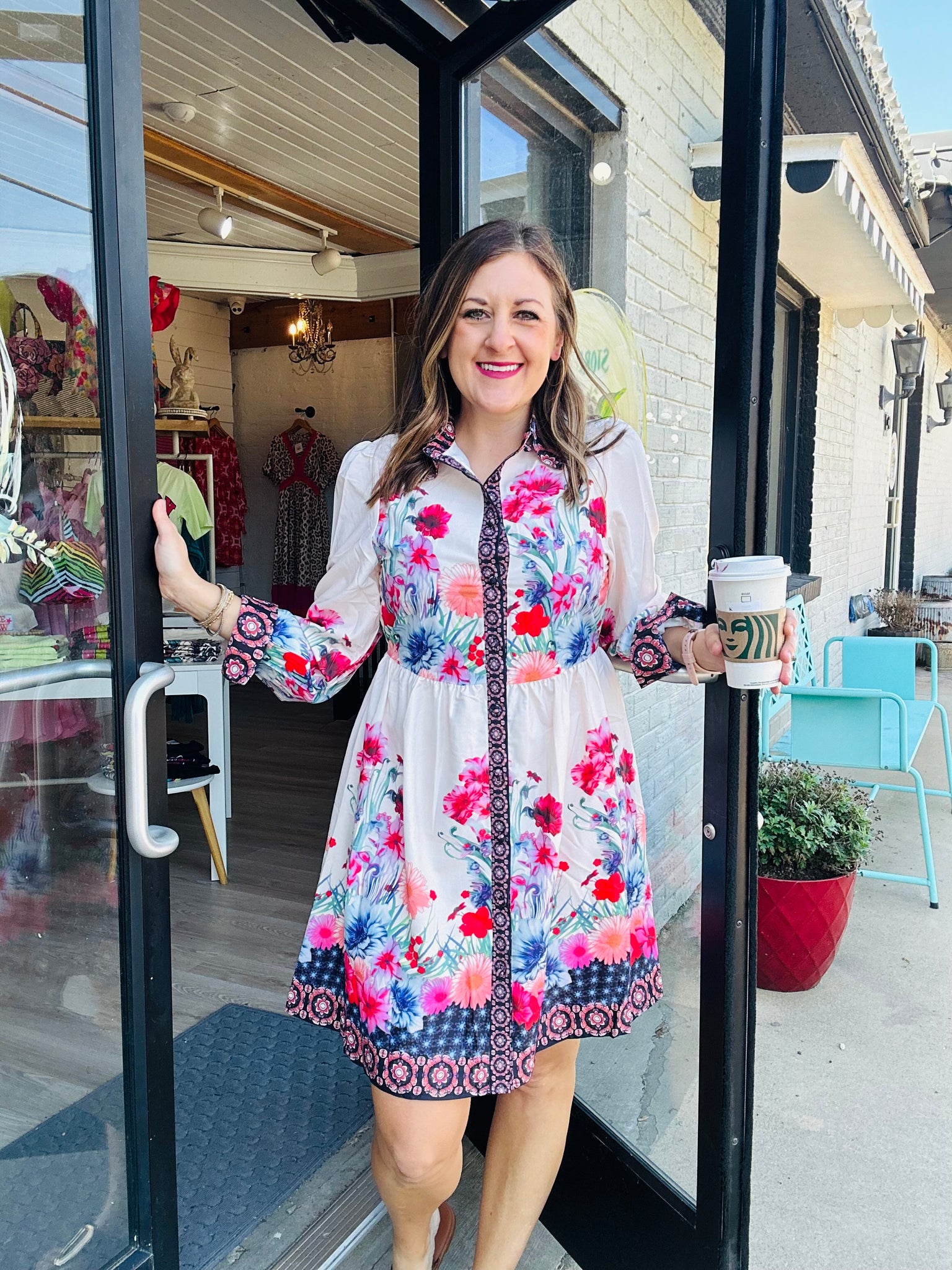 Apricot Floral Dress