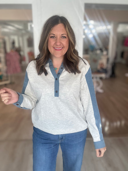 Denim Patch Top
