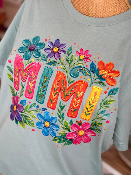 Mimi Floral on Dusty Blue