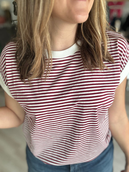 Stripe Top Maroon
