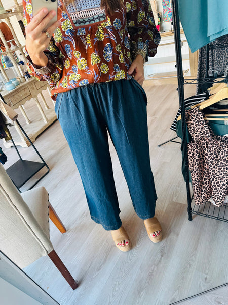 Scalloped Denim Pant