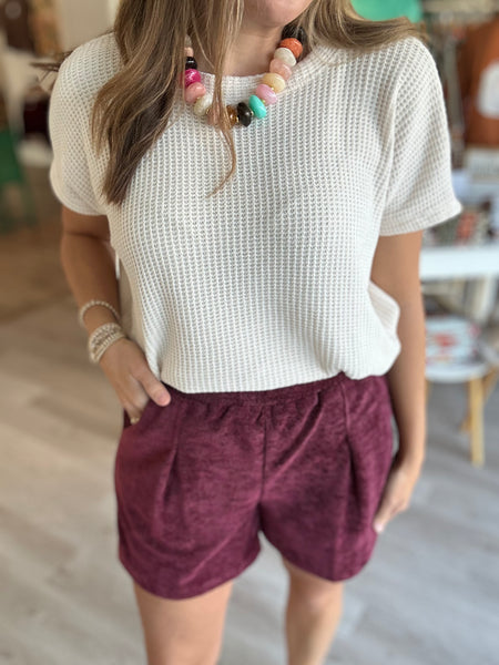 Merlot Knit Shorts