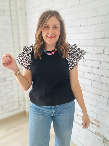 Leopard Ruffled Top