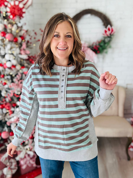 Mocha/Sage Stripe Top