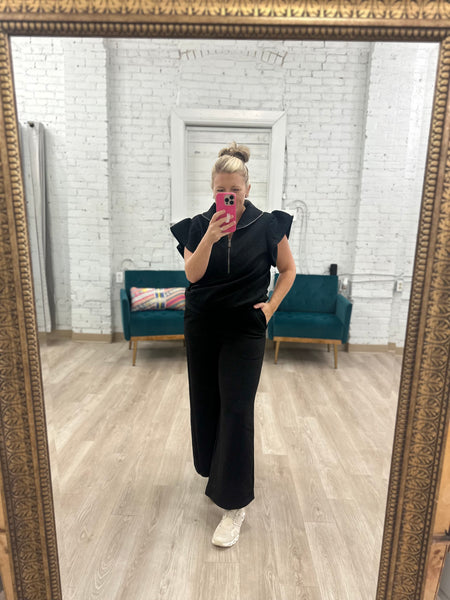 Black Textured Pant