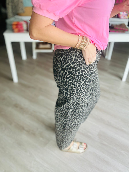 Leopard Barrel Jeans