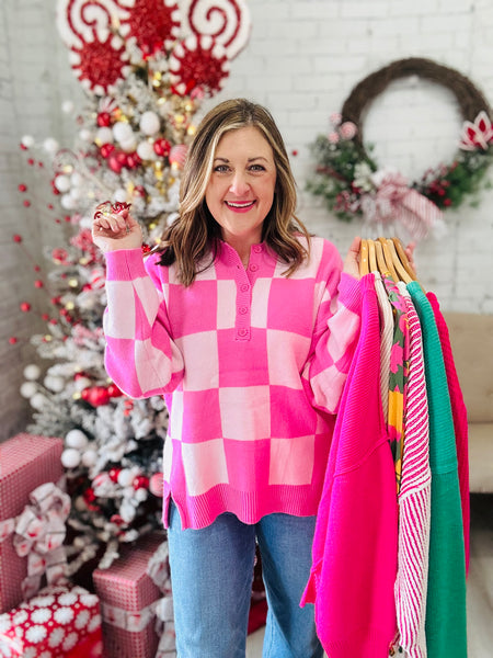 Checkered Pink Sweater