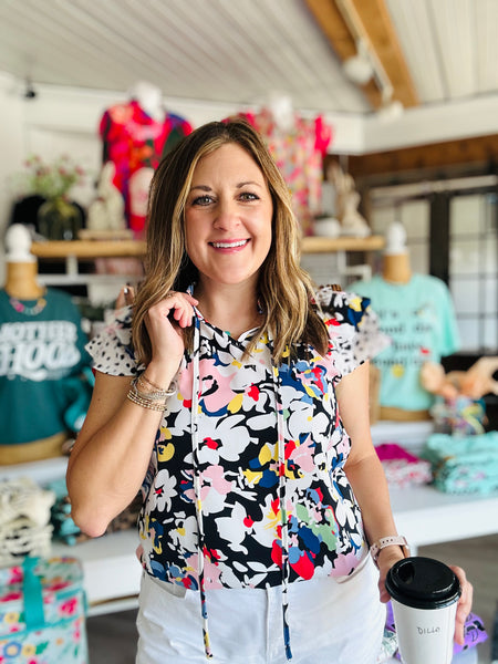 Bahama Black Floral Top