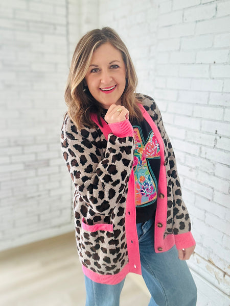 Leopard Pink Cardigan