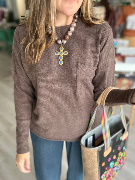 Ribbed Longsleeve in Chocolate