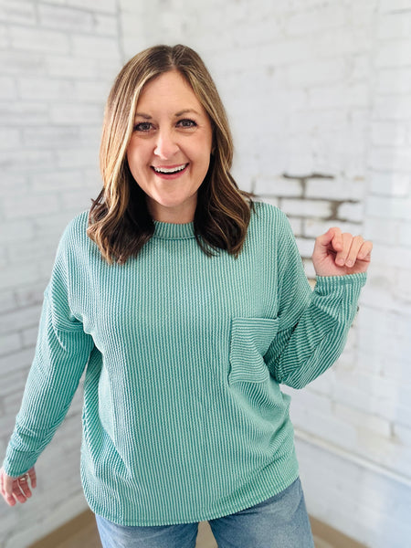 Ribbed Basic in Light Jade