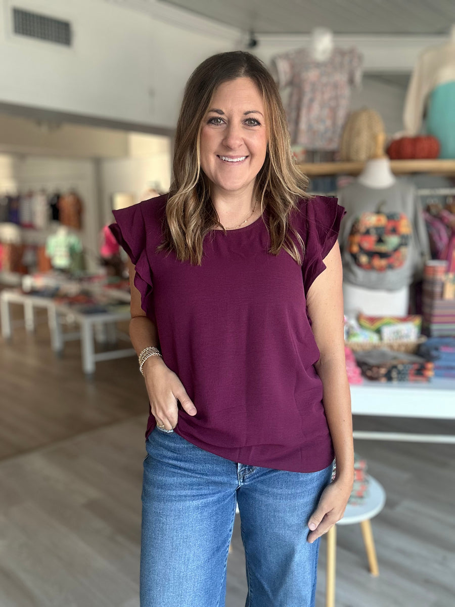 Ready to Go Top in Maroon – Rhinestone Cowgirl TX