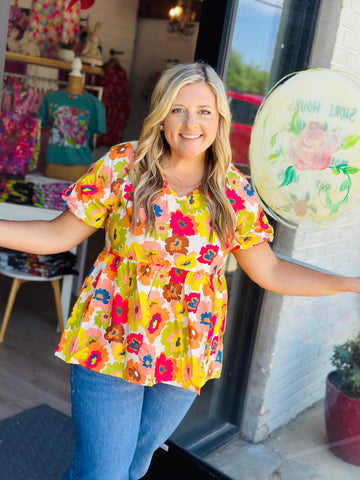 Mustard Floral Top
