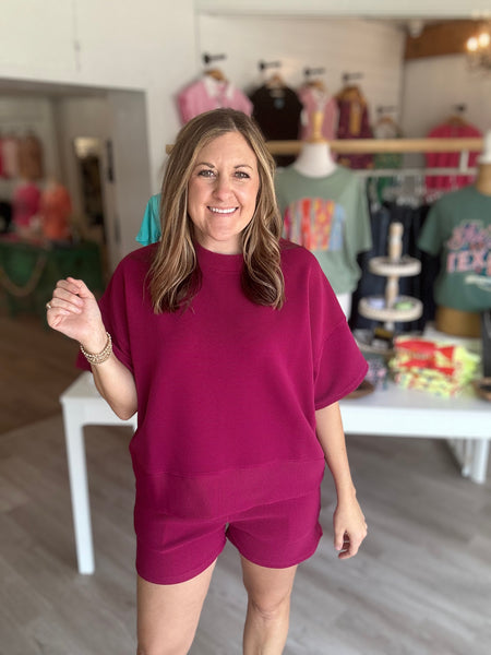 Maroon Ribbed Top