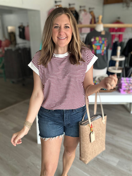 Stripe Top Maroon