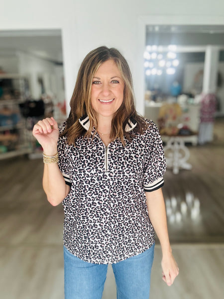 Leopard Zip Top