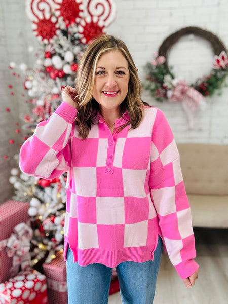 Checkered Pink Sweater