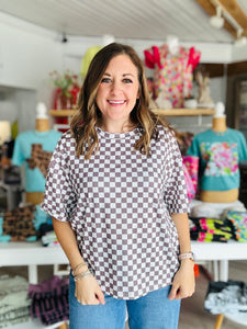 Brown Checkered Top